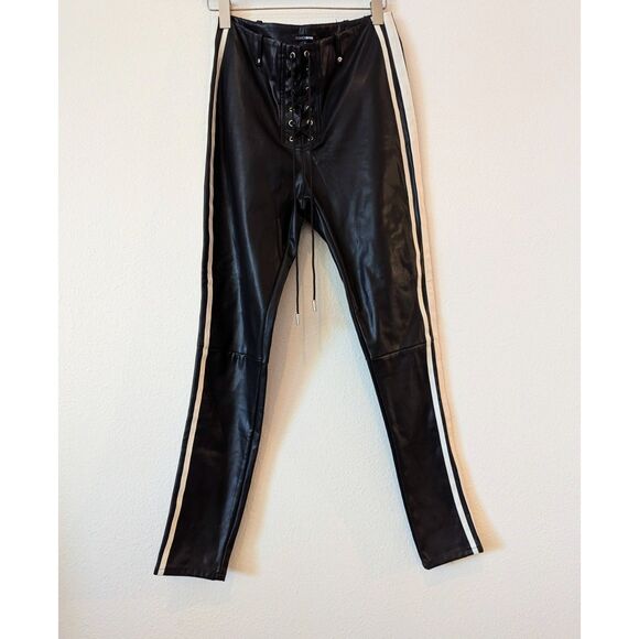 Fashion Nova Janice lace-up faux leather high waisted pants  Sz L - Picture 6 of 8